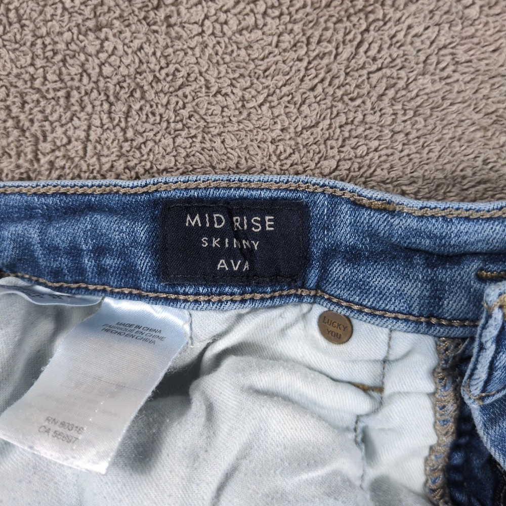 Lucky Brand Ava Skinny Ankle Jeans Womens 8X29 Blue Denim Mid Rise Frayed Hem - Picture 11 of 14